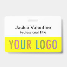 Crachá de Nome de PVC Amarelo com Clip Reel ou Lan