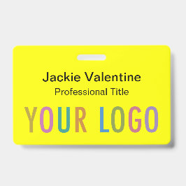 Crachá de nome de PVC amarelo com clipe ou bobine