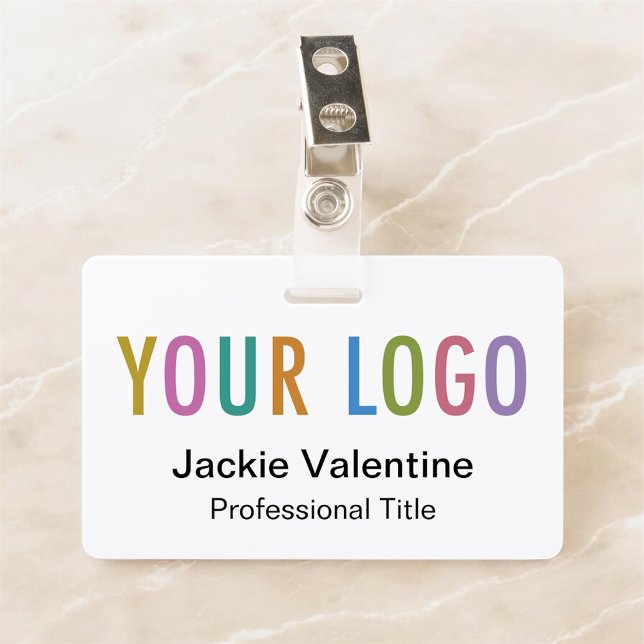 Crachá de nome de PVC personalizado com painel de  (MISOOK White Horizontal Name Badge with Logo on Top)