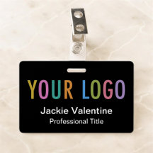 Crachá de nome de PVC preto com painel de logotipo