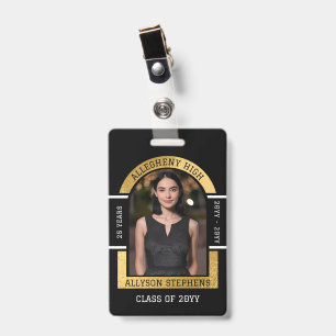Crachá de Nome de Reunião de Turma de Foto Escola