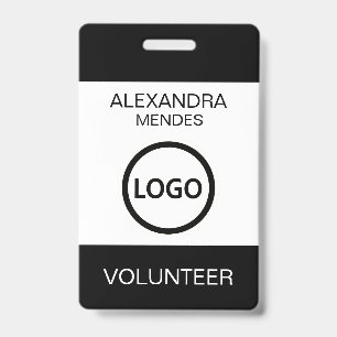 Crachá de Nome de Voluntário com Clipe de Logotipo