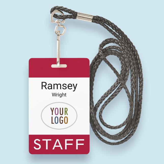 Crachá de nome do funcionarios com logotipo person (MISOOK Red Vertical PVC Lanyard Name Badge)