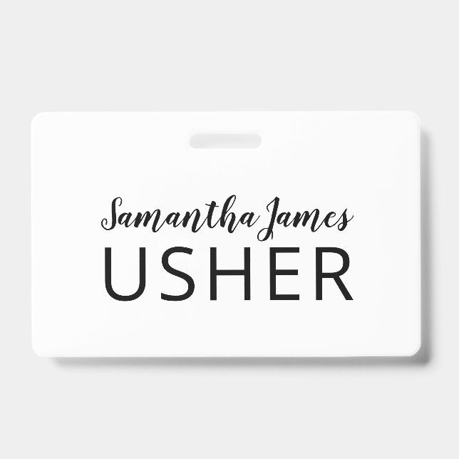 Crachá de Nome do Usher de Assinatura de Script Mo (Frente)