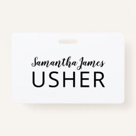 Crachá de Nome do Usher de Assinatura de Script Mo