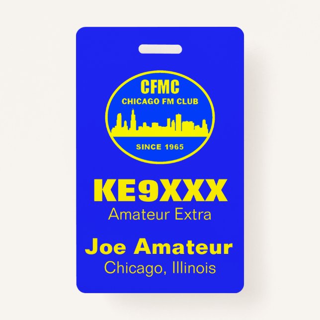 CRACHÁ de Nome e Sinal de Chamada Vertical do CFMC (Frente)