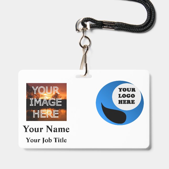 Crachá de Nome Laminado Duplo Personalizado (Frente com cordão)