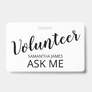 Crachá de Nome Pergunte-me Voluntário