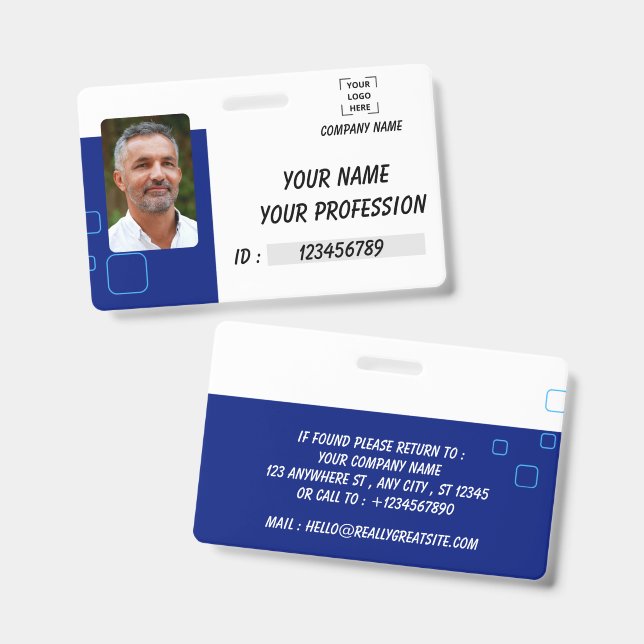 Crachá de Nome Personalizado Botão de ID de Funcio (Frente e verso)