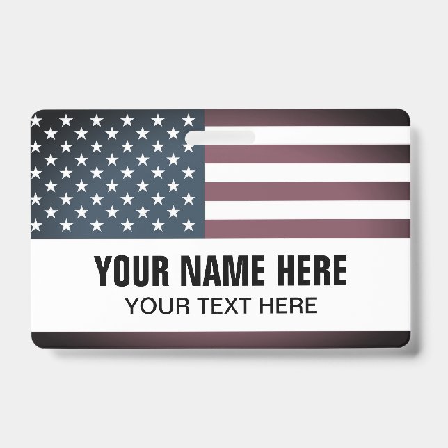 Crachá de nome personalizado com bandeira american (Frente)
