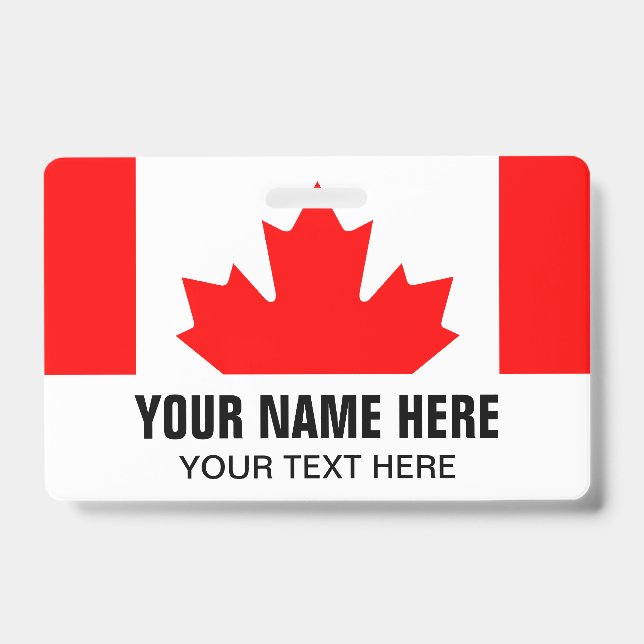 Crachá de nome personalizado com sinalizador canad (Frente)