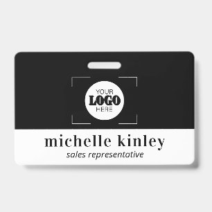 Crachá de nome personalizado em plástico com logot