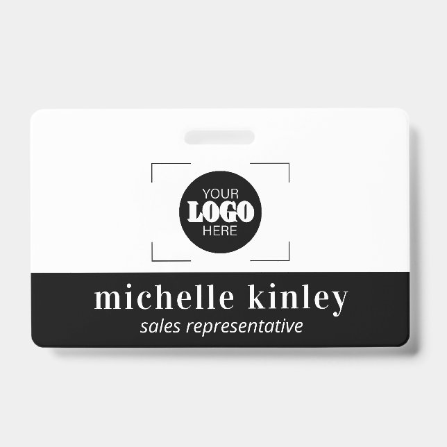 Crachá de nome personalizado em plástico com logot (Frente)