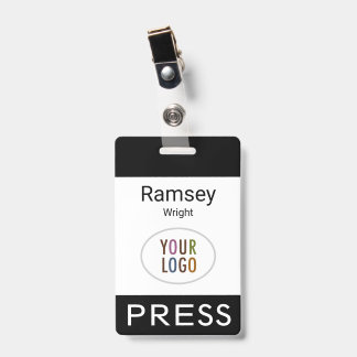 Crachá de Nome Personalizado Logotipo Preto Modern
