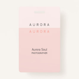 Crachá de nome rosa com duas tonalidades minimalis