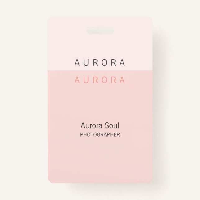 Crachá de nome rosa com duas tonalidades minimalis (Frente)