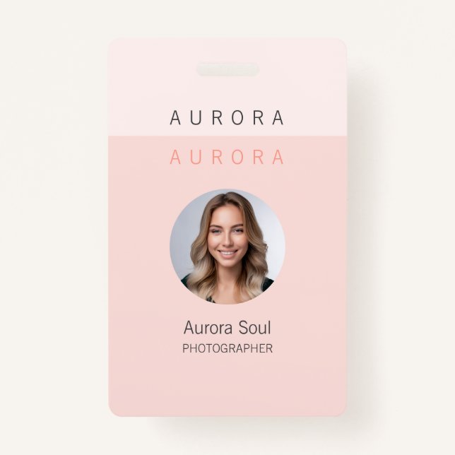 Crachá de nome rosa com duas tonalidades minimalis (Frente)