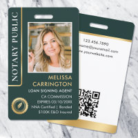 Crachá de Notário Público com Código QR Foto ID Ve