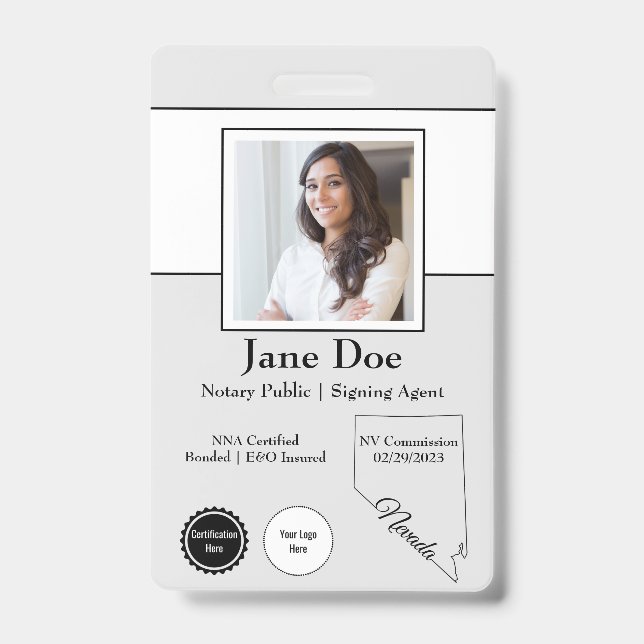 Crachá de Notário Público do Estado de Nevada com  (Frente)