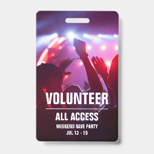 Crachá de passagem de concerto de acesso para todo