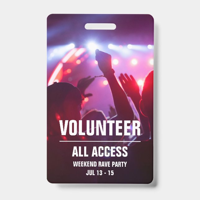 Crachá de passagem de concerto de acesso para todo (Frente)