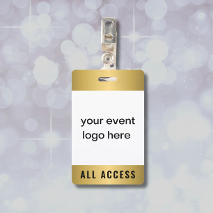 Crachá de passagem de evento de acesso Dourado