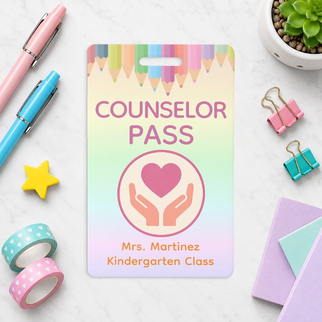 Crachá de Passagem de Orientador Personalizado par (School Counselor Pass)