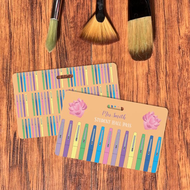 Crachá de Passagem do Hall Aluno Laranja do Coleto (Art teacher student hall pass .)