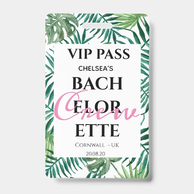 Crachá de PASSAGEM VIP para Festa de Despedida de  (Frente)
