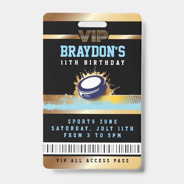 Crachá de passe de acesso total VIP de hóquei Gold (Frente)