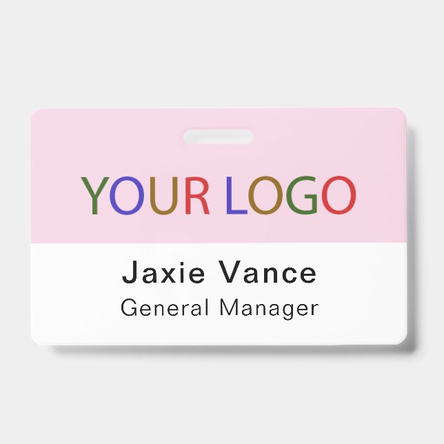 Crachá de Plástico Duro Personalizado Rosa com Cli (Frente)