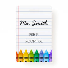 Crachá de professor de creche pré-K com lápis prin