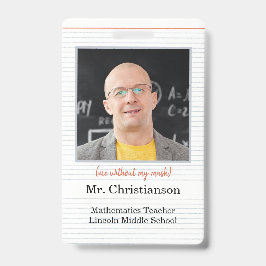 Crachá de Professor de Fotografia, eu sem máscara