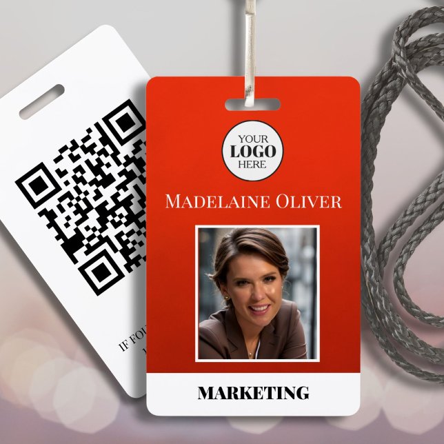 Crachá de QR Code de Foto ID de Funcionário Logoti (Criador carregado)