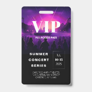 Crachá de QR Code de Passagem VIP do Concerto