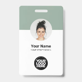 Crachá de QR Verde de Sage de Cartão de Identifica