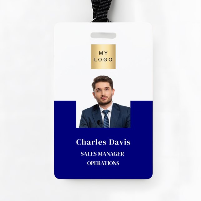 Crachá de segurança da empresa em azul marinho par (Criador carregado)