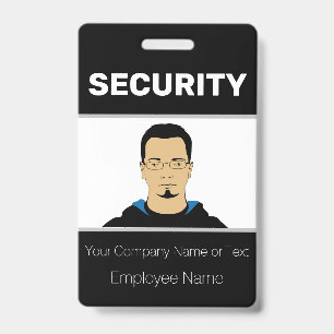 Crachá de Segurança de Foto Personalizado Preto e 