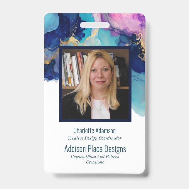 Crachá de Segurança de Funcionário com Imagem Abst (Front)