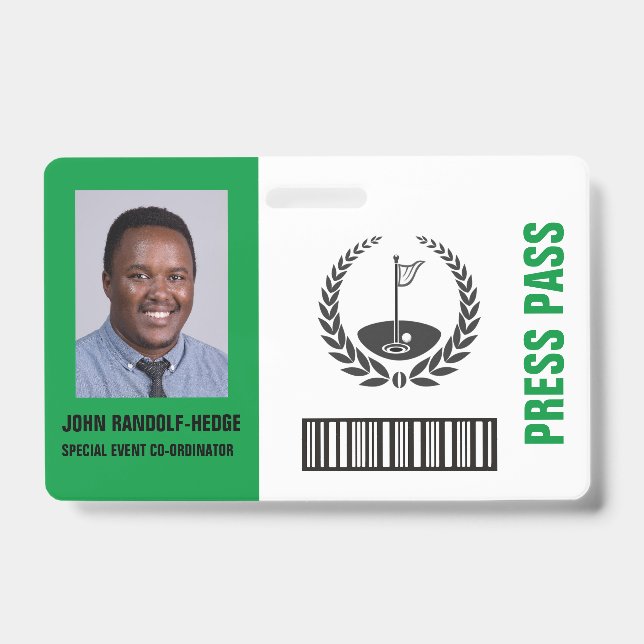 Crachá de Segurança para Evento Especial de Golfe (Frente)