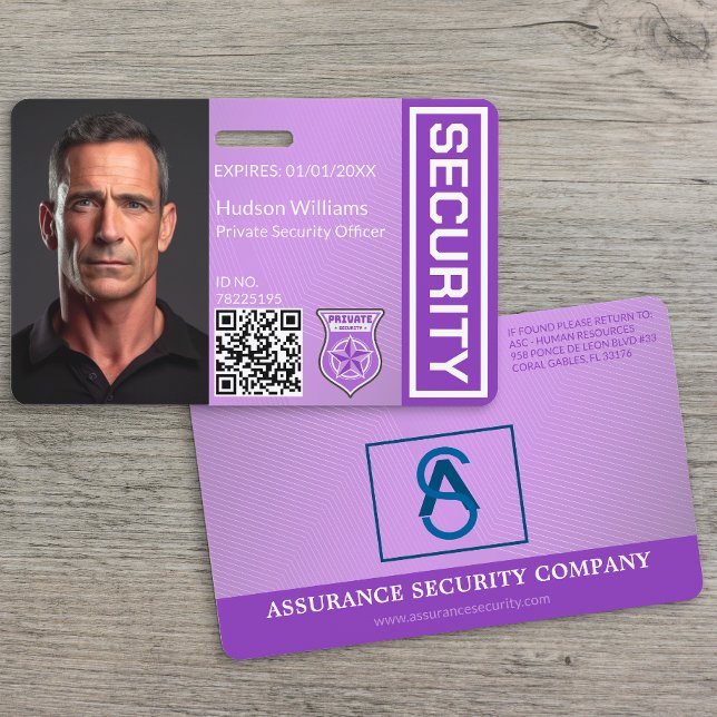 Crachá de Segurança Personalizado Roxo com Foto (Criador carregado)