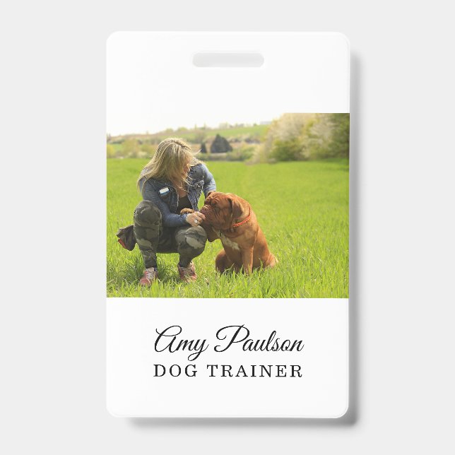 Crachá de Serviços de Pet Foto Treinador de Cães (Frente)