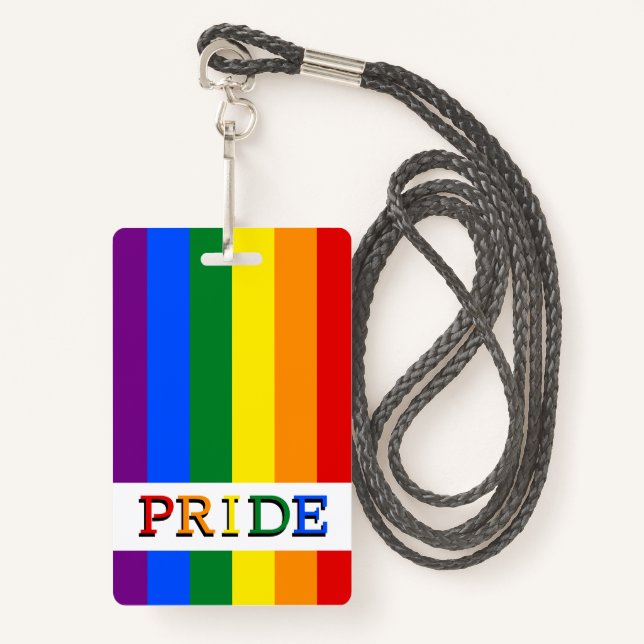 Crachá de Sinalizador Arco-Íris e LGBT, Orgulho (Frente com cordão)