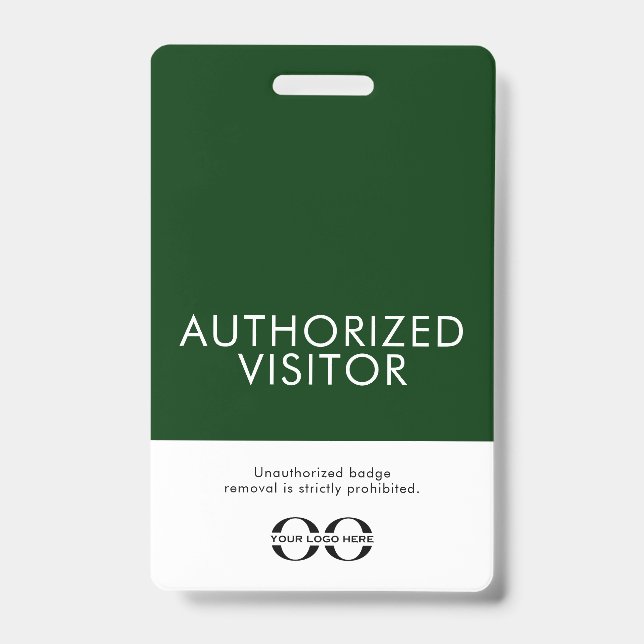 Crachá de Visitante Autorizado Verde Personalizado (Frente)