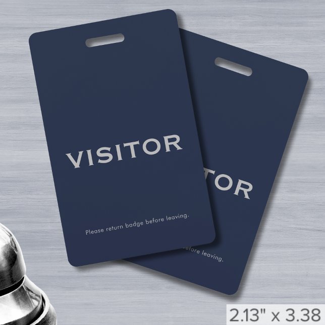 Crachá de Visitante Azul de Marinho Simples (Criador carregado)