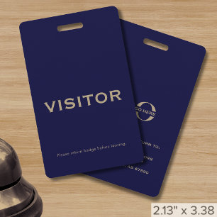 Crachá de Visitante Azul Marinho Logotipo Corporat