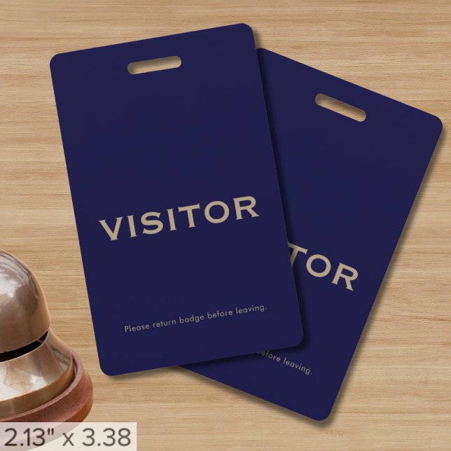 Crachá de Visitante Azul Marinho Simples | Vertica (Criador carregado)