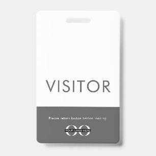 Crachá de Visitante com Logotipo da Empresa Cinza