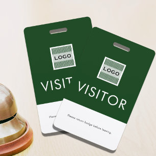 Crachá de Visitante com Logotipo da Empresa Verde 