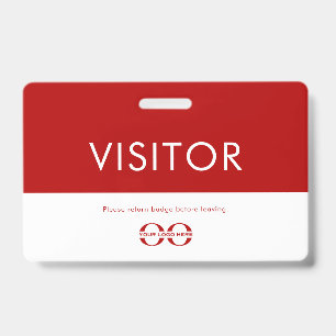 Crachá de Visitante com Logotipo Vermelho Personal